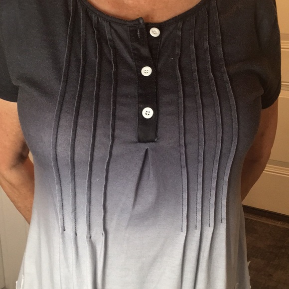 Black Grey Ombré Blouse white buttons and lace - Picture 6 of 7